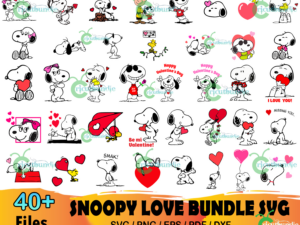 40+ Snoopy Love Bundle Svg, Valentine Snoopy, Snoopy Heart Svg
