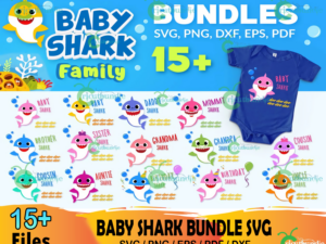 15+ Baby Shark Family Bundle Svg, Family Matching Svg, Daddy Shark Svg