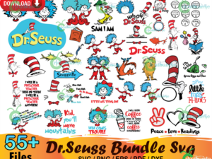 55+ Dr Seuss Bundle Svg, Dr Seuss Svg, Cat In The Hat Svg
