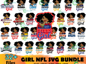 32 Girl NFL Svg Bundle, Nfl Girl Svg, Football Girl Svg