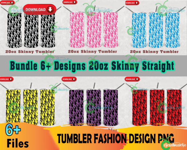6 Tumblers 20oz Skinny Bundle Png, Dior Tumbler Png, Dior Pattern ...
