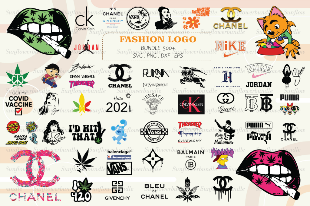 500 Fashion Logo Svg Bundle, Brand Logo Svg, Famous Brand Svg ...